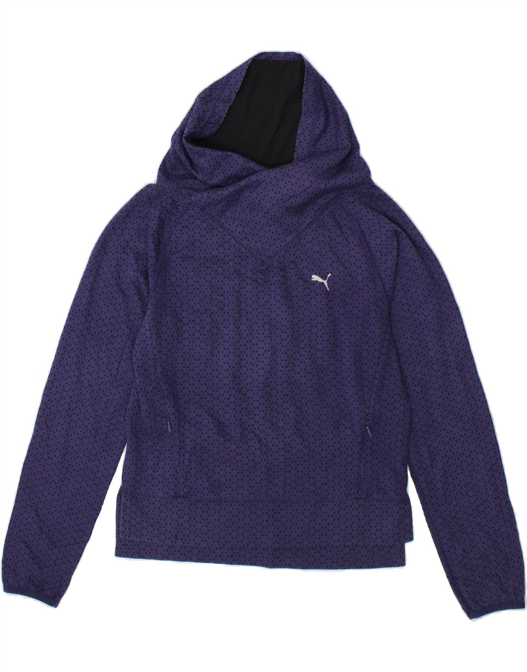 PUMA Womens Sweatshirt Jumper UK 10 Small Purple Spotted Polyester Vintage Puma and Second-Hand Puma from Messina Hembry 