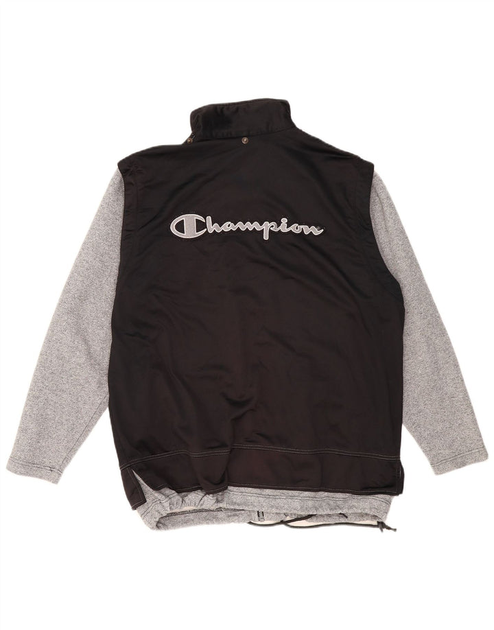 Champion Herren-Trainingsanzugoberteil mit Grafik, Größe L, aus schwarzem Polyester