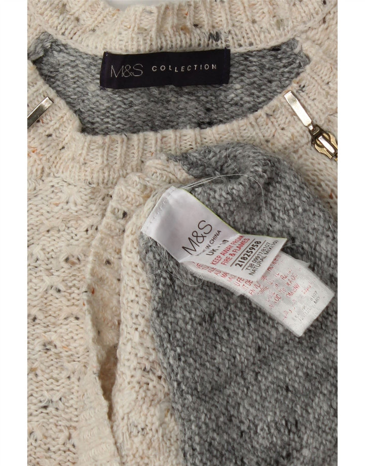 Marks & Spencer Damen-Pullover mit Rundhalsausschnitt, Gr. 10, Größe S, Grau meliert