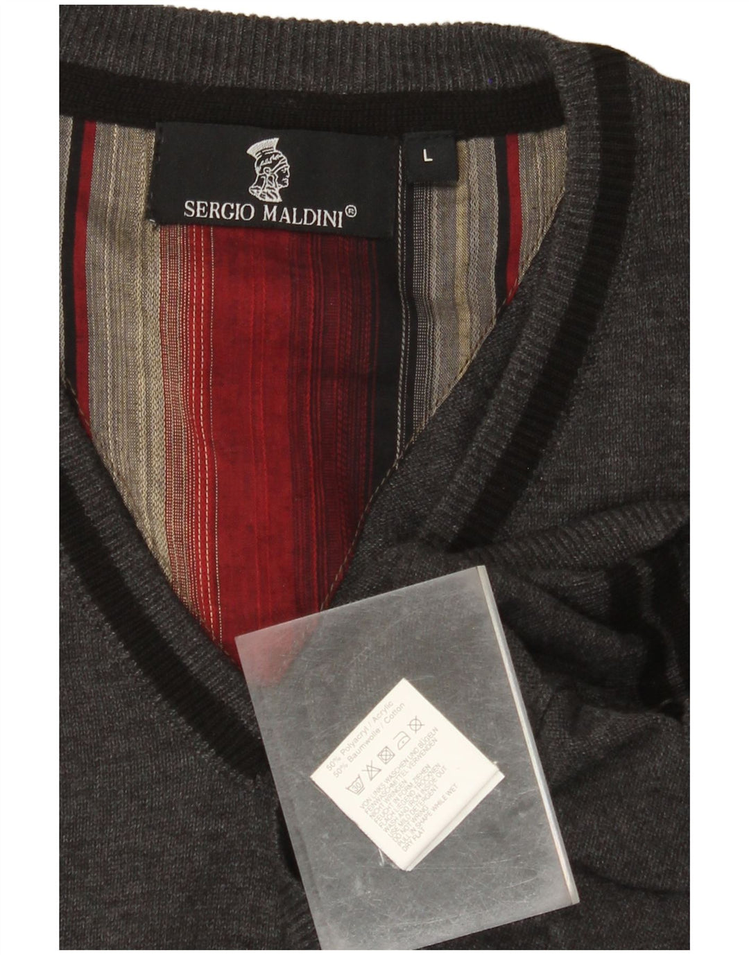 VINTAGE Herren Weste Tank Top Groß Grau Polyacryl