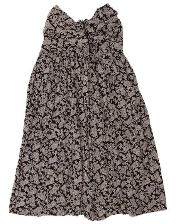 Laura Ashley Trägerloses Damenkleid UK 12 Mittelschwarze Viskose mit Blumenmuster