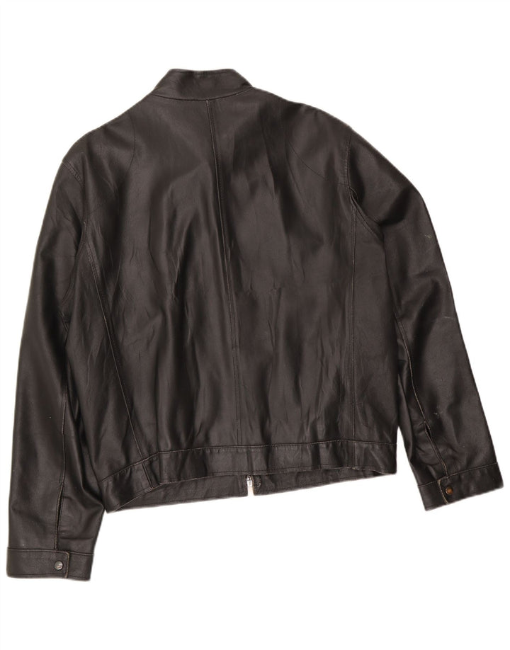 Planet Damen Lederjacke IT 50 Großes schwarzes Leder