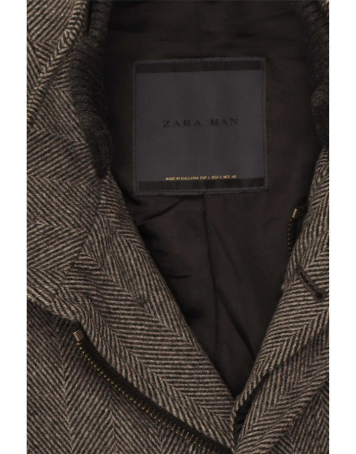 Zara Herrenmantel UK 40 Large Grau Herringbone