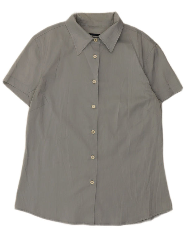 Cerruti Damen Kurzarmhemd UK 14 Large Grau Baumwolle