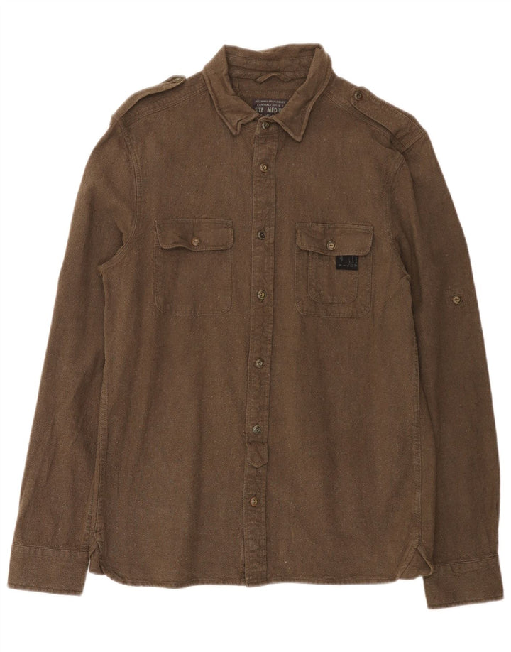 All Saints Herren-Militärhemd, mittleres Khaki-Leinen