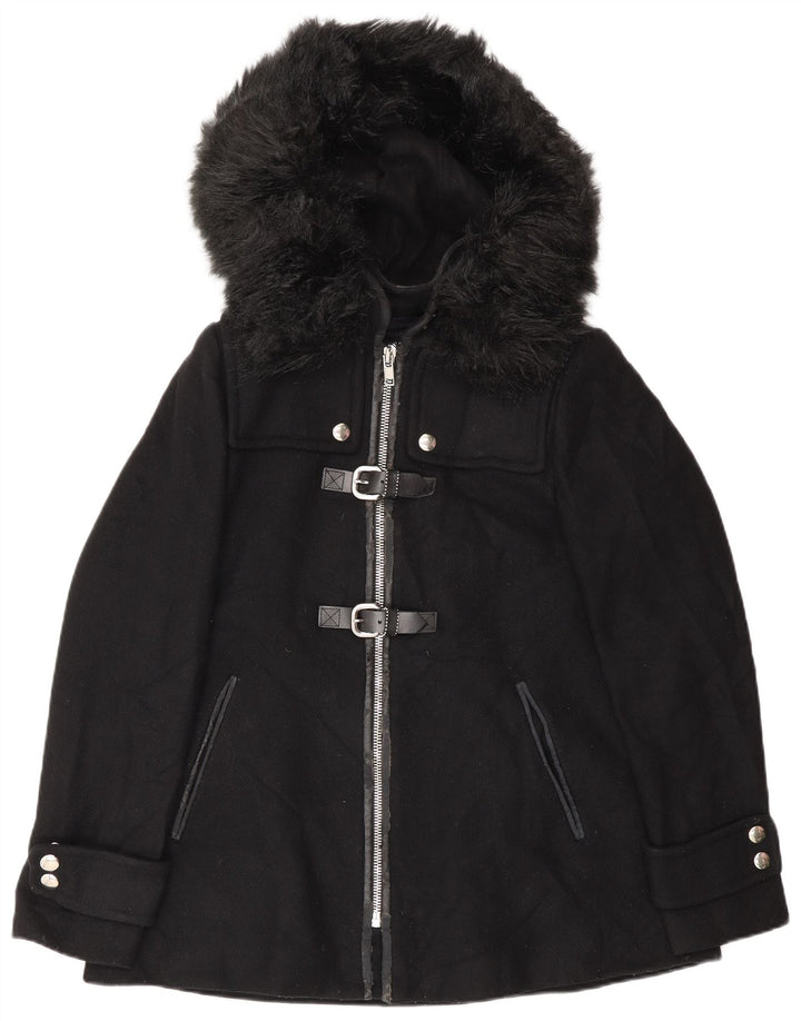 Zara Damen-Windbreakerjacke mit Kapuze, UK 14, Mittelschwarz, Polyester