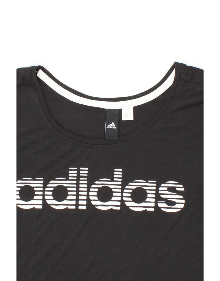 ADIDAS Womens Graphic T-Shirt Top UK 14 Medium Black Vintage Adidas and Second-Hand Adidas from Messina Hembry 