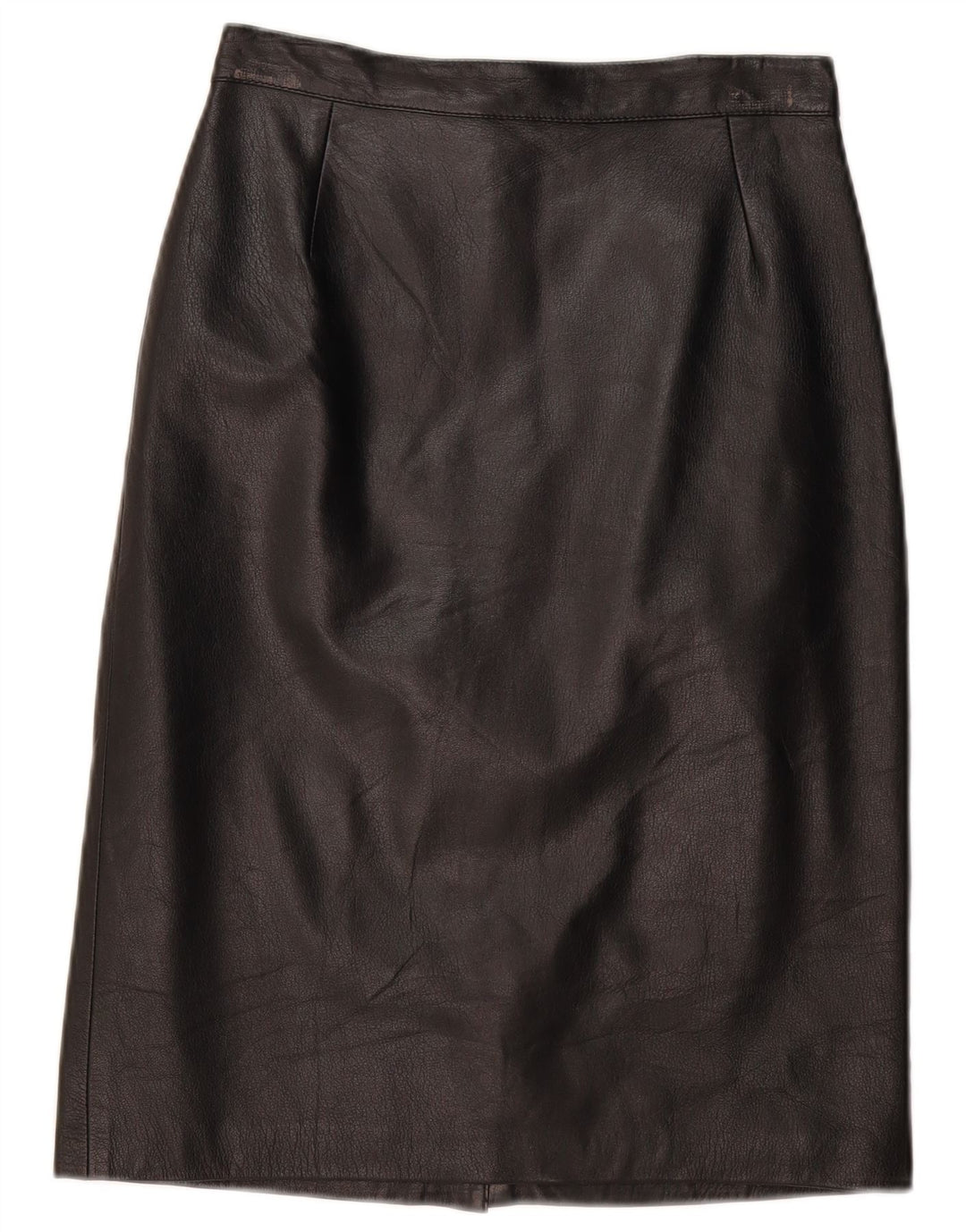 VINTAGE Damen Lederrock IT 44 Medium W28 Schwarzes Leder