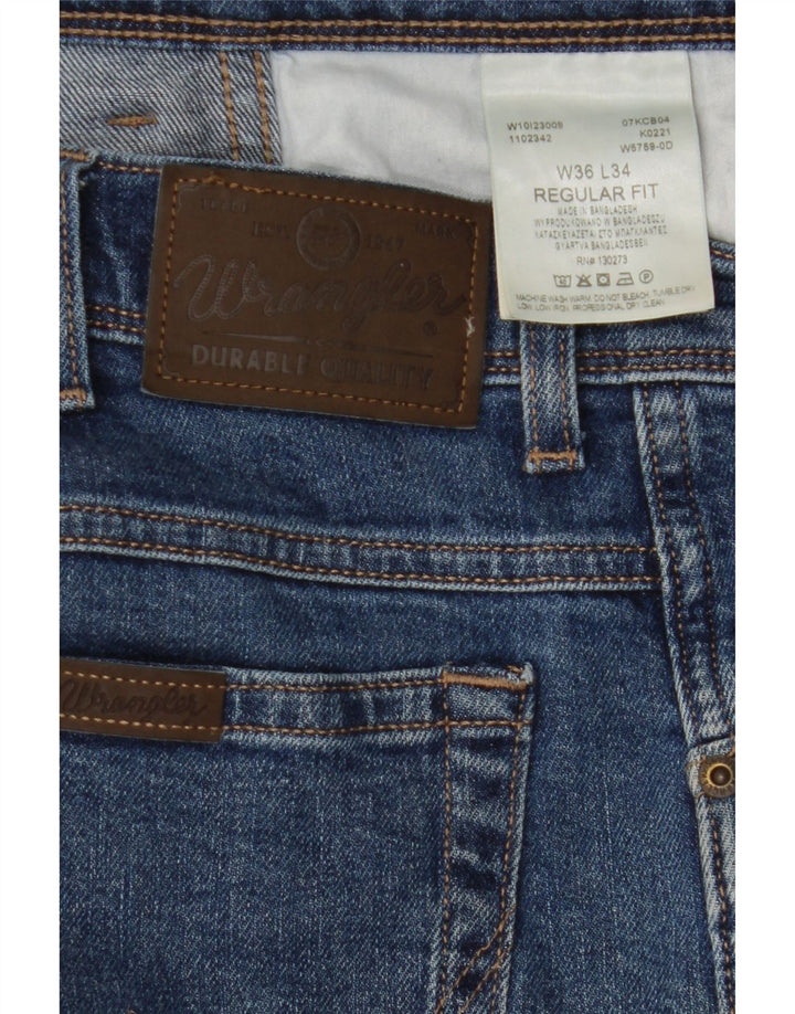 WRANGLER Herren Straight Jeans W36 L34 Blaue Baumwolle