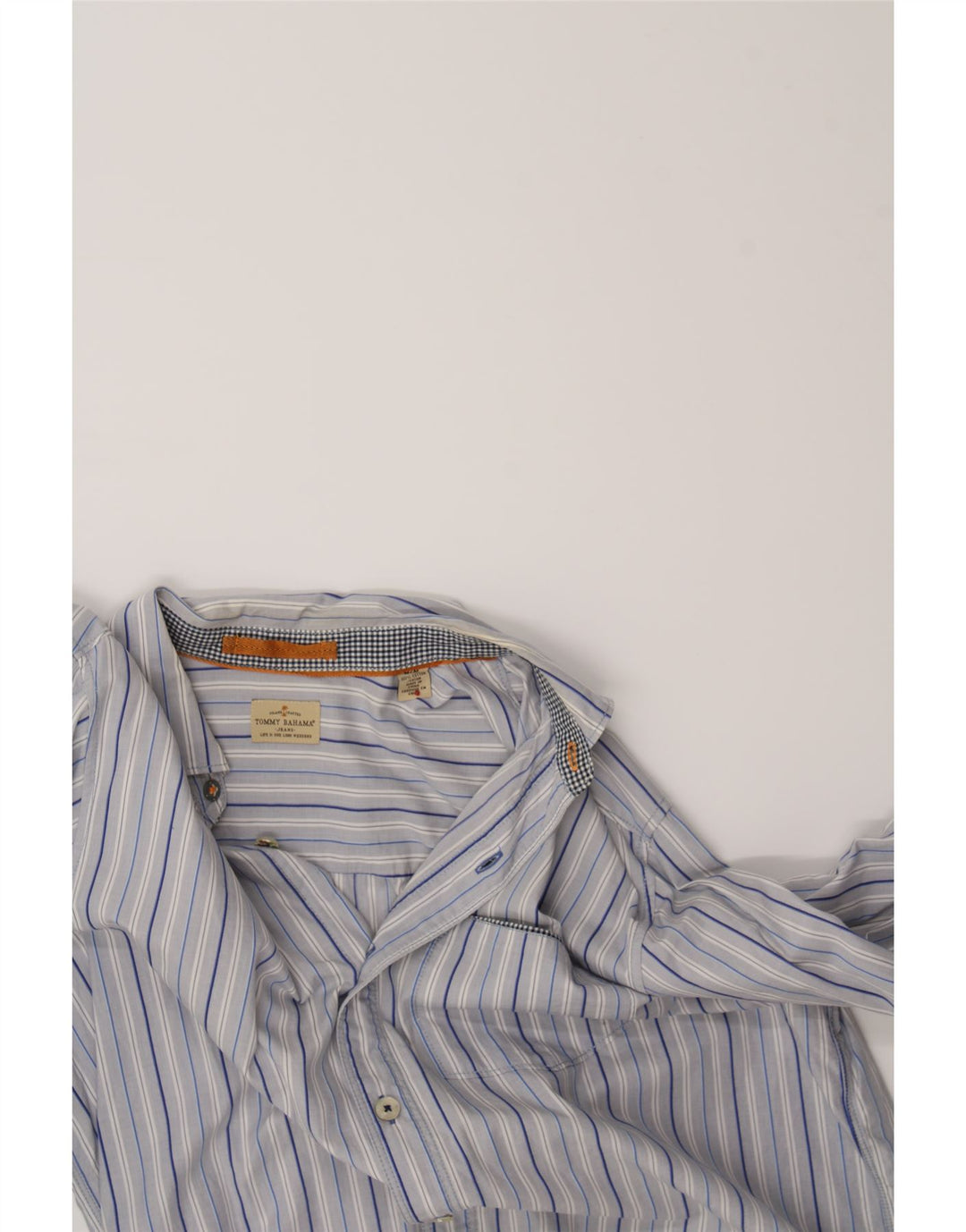 TOMMY BAHAMA Mens Shirt Medium Blue Striped Cotton Vintage Tommy Bahama and Second-Hand Tommy Bahama from Messina Hembry 