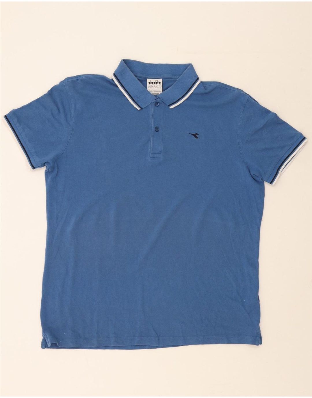 DIADORA Mens Polo Shirt XL Blue Cotton Vintage Diadora and Second-Hand Diadora from Messina Hembry 