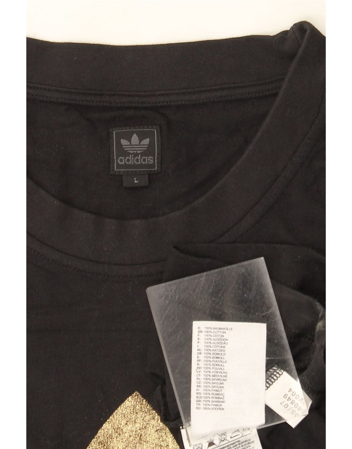 Adidas Herren Grafik T-Shirt Top Large Schwarz Baumwolle