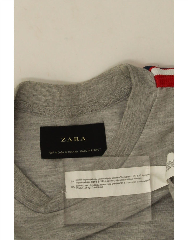 Zara Herren-Sweatshirt-Pullover aus mittelgrau meliertem Polyester
