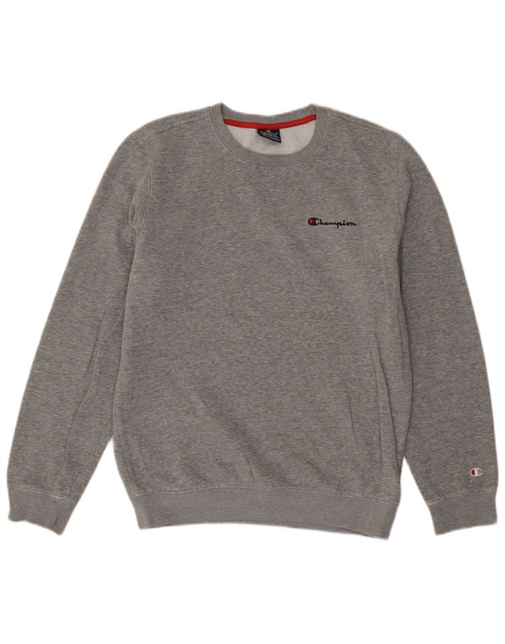 Champion Herren-Sweatshirt-Pullover aus mittelgrau gefleckter Baumwolle