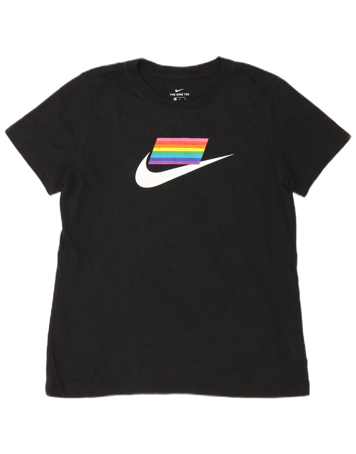 Nike Womens Graphic T-Shirt Top UK 14 Mittelschwarze Baumwolle
