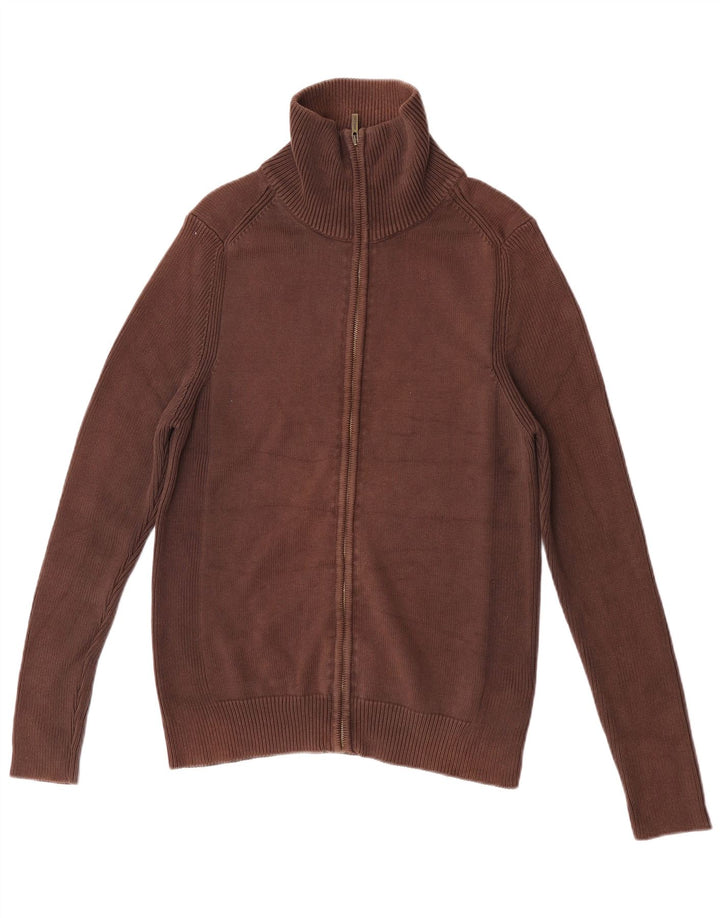 Zara Herren-Strickjacke, groß, braune Baumwolle