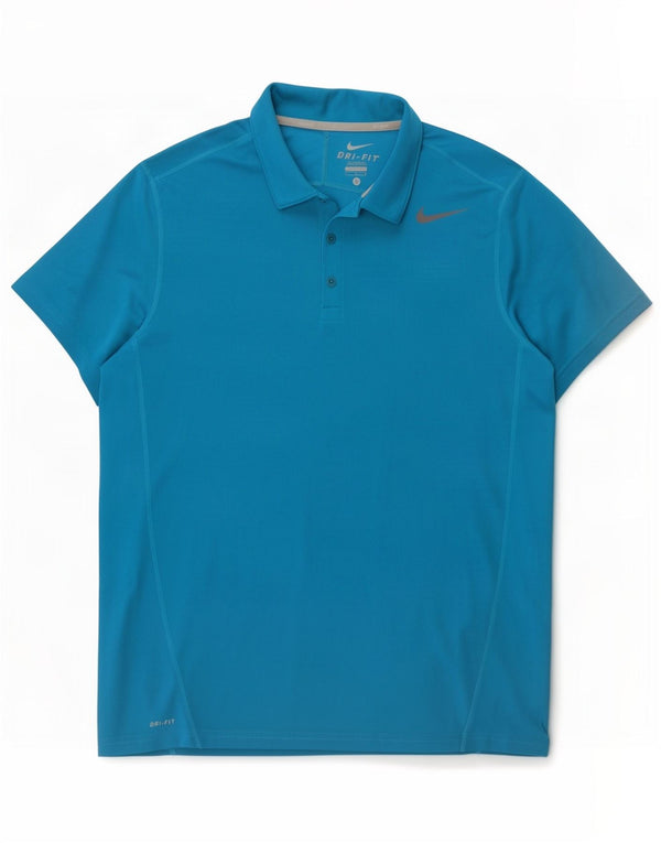 Nike Herren Dri Fit Poloshirt, großes blaues Polyester