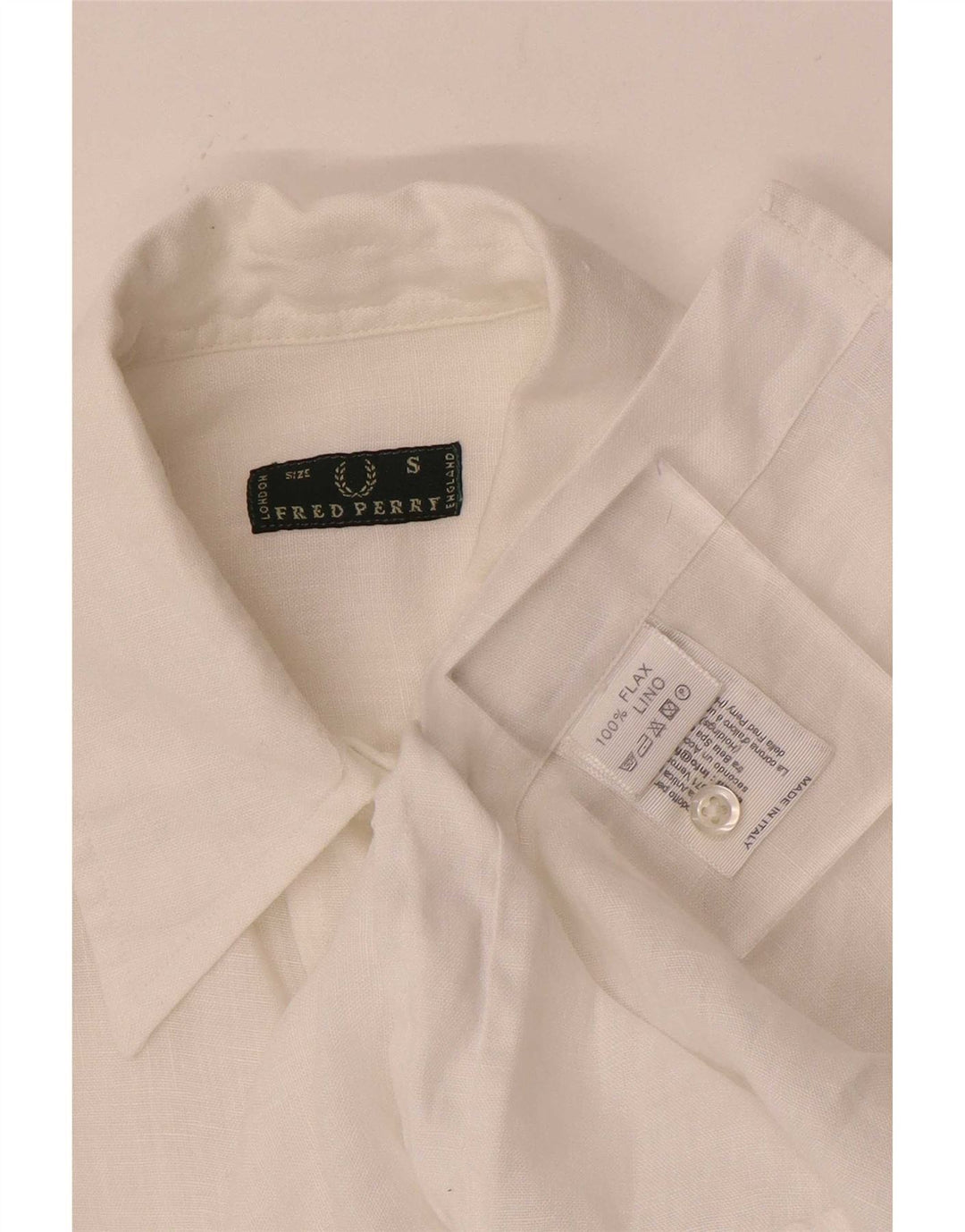 Fred Perry Damen-Hemd mit 3/4-Ärmeln, UK 10, Größe S, weißes Leinen