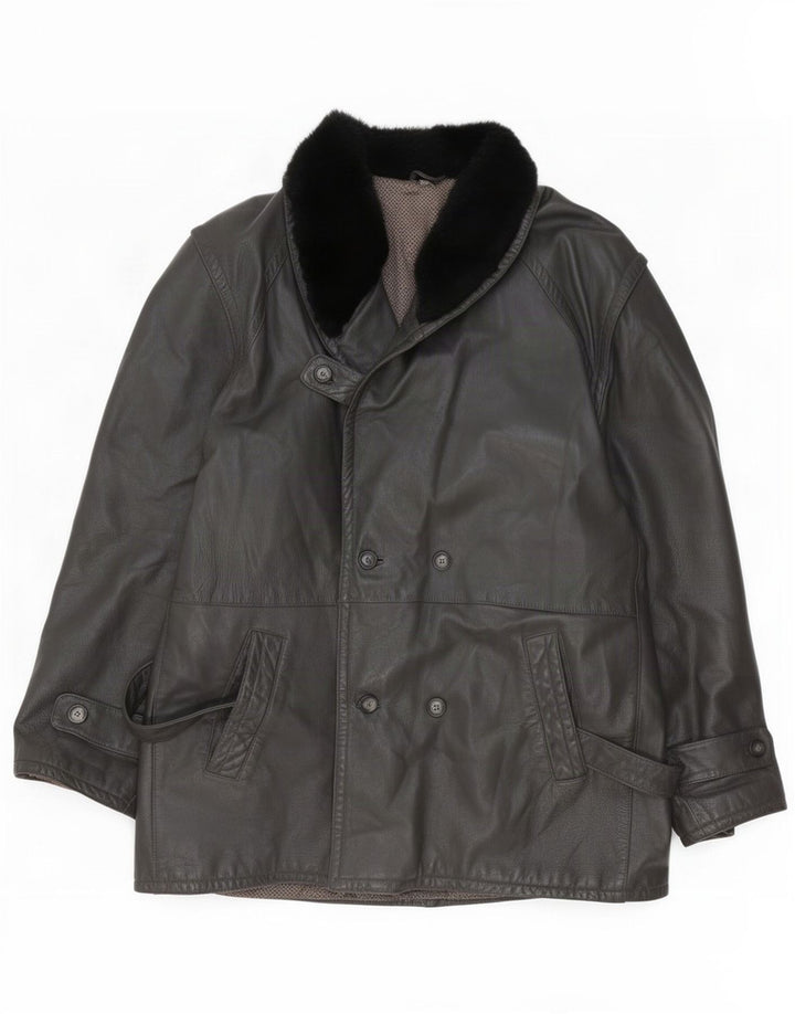Vintage Herren Lederjacke UK 54 2XL Grau