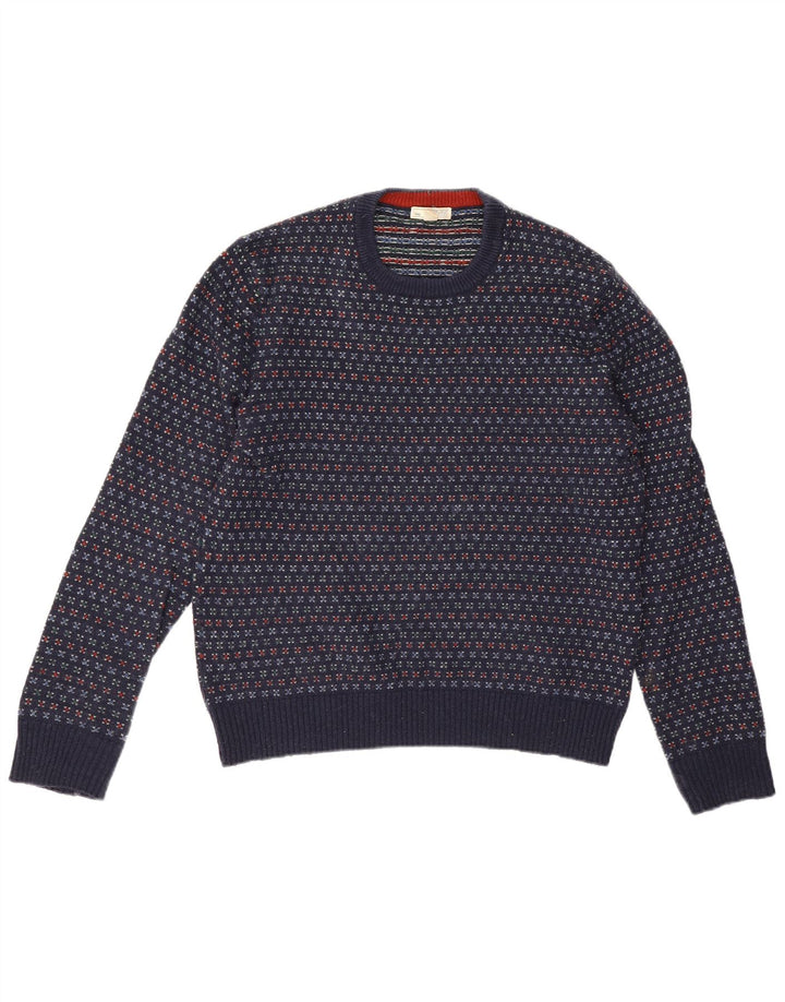 Gap Herren-Pullover mit Rundhalsausschnitt, mittlere marineblau gepunktete Wolle
