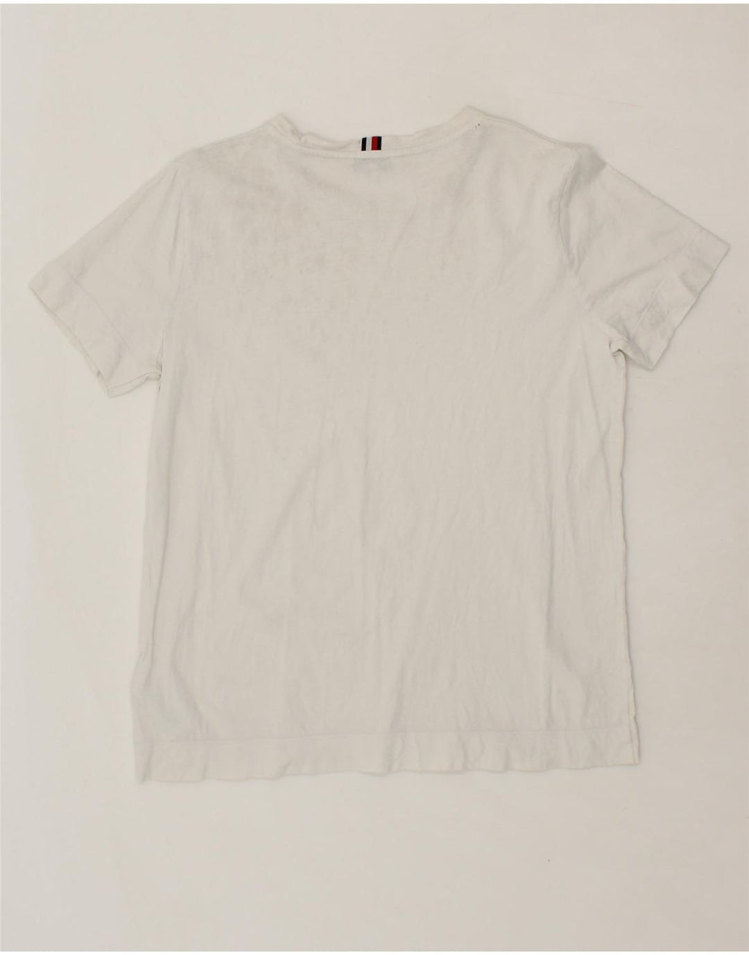 TOMMY HILFIGER Mens T-Shirt Top Medium White Cotton Vintage Tommy Hilfiger and Second-Hand Tommy Hilfiger from Messina Hembry 