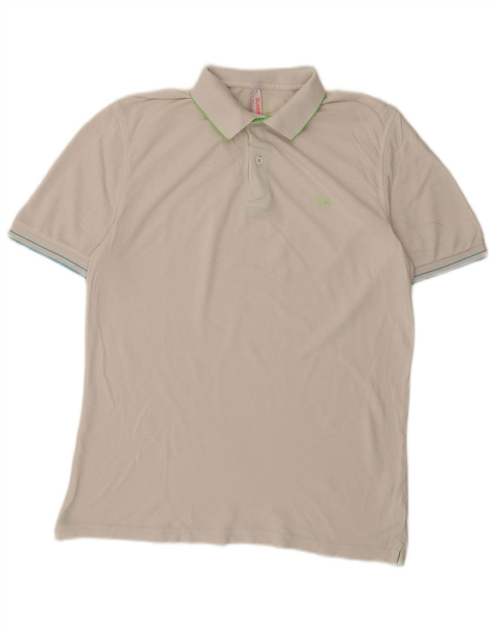 Sun68 Herren-Poloshirt, Größe S, weiße Baumwolle