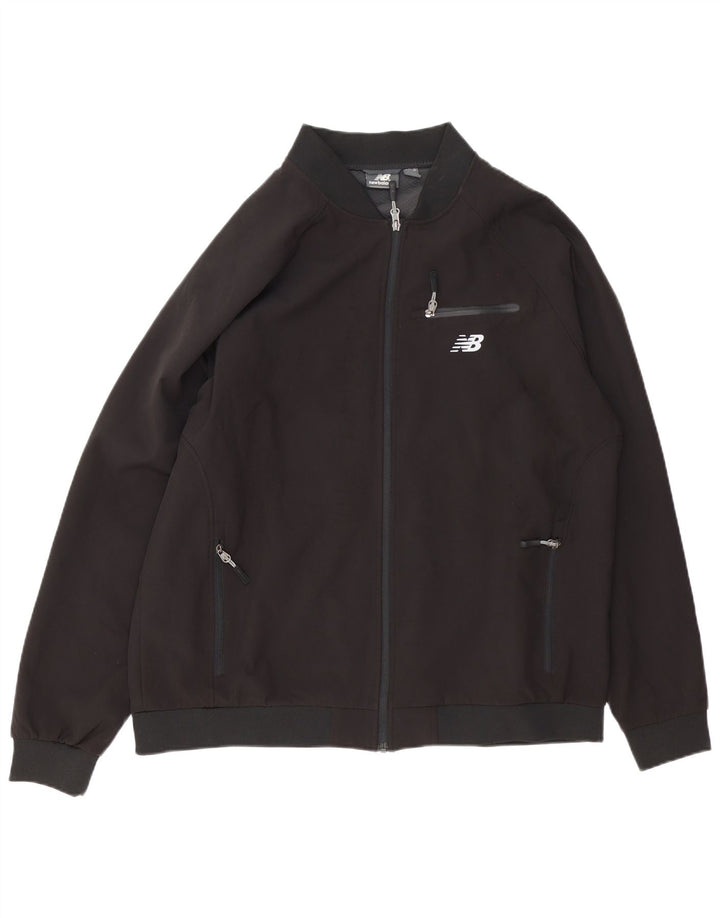 New Balance Herren-Trainingsanzug-Top-Jacke XL aus schwarzem Polyester