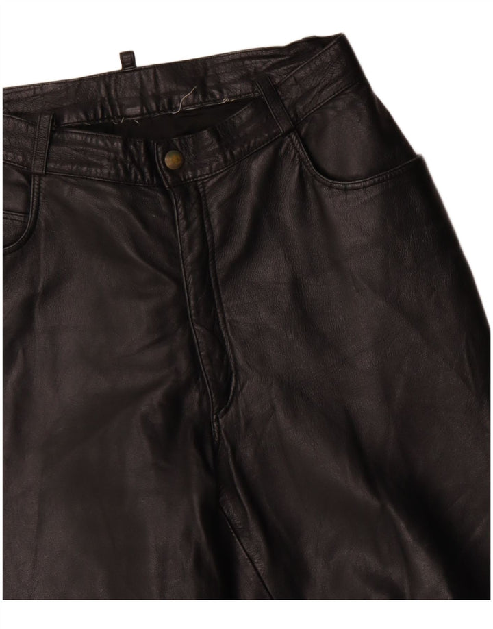 Vintage Damen Lederhose mit hoher Taille IT 46 Groß W28 L31 Schwarz