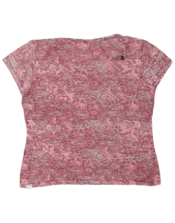The North Face Damen-T-Shirt-Oberteil UK 16 Large Rosa Camouflage Baumwolle