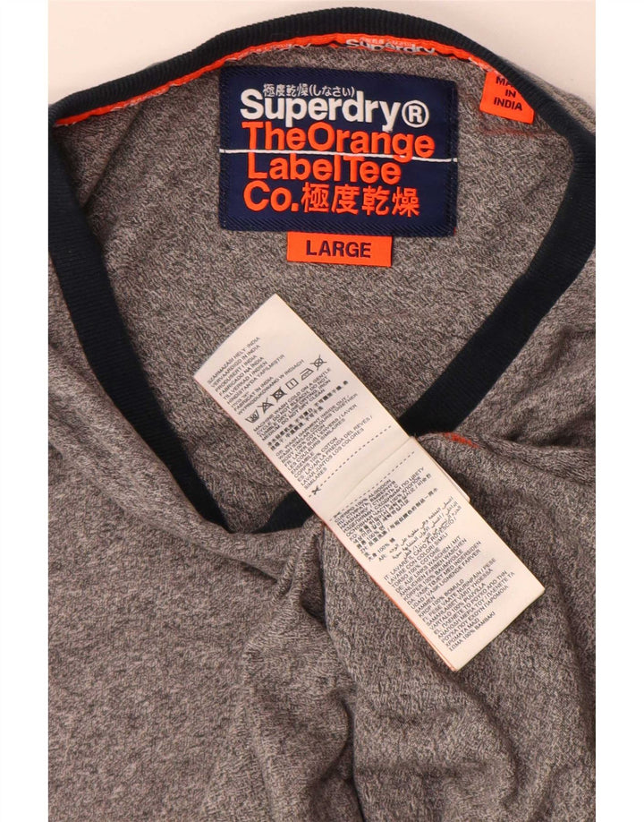 Superdry Herren T-Shirt Top Large Grau Baumwolle