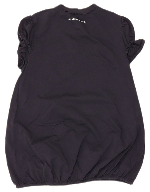 Armani Womens Graphic Bluse Top EU 34 2XS Marineblaue Baumwolle