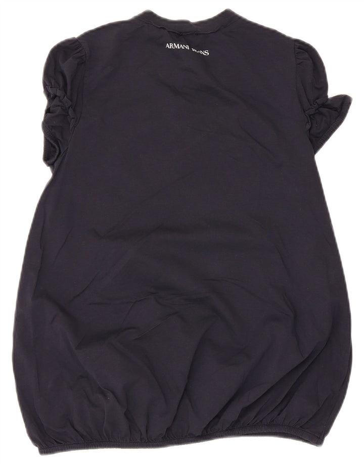 Armani Womens Graphic Bluse Top EU 34 2XS Marineblaue Baumwolle