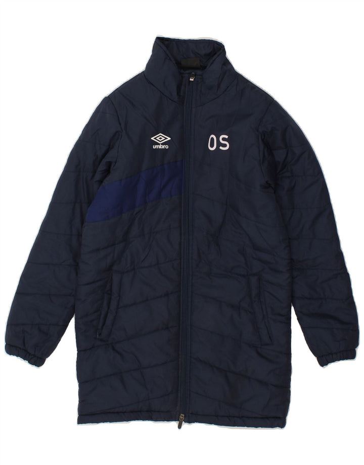 UMBRO Girls Padded Coat 11-12 Years Medium  Navy Blue Polyester Vintage Umbro and Second-Hand Umbro from Messina Hembry 