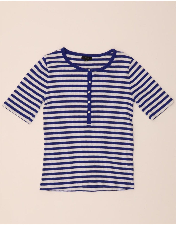 J. CREW Womens T-Shirt Top UK 12 Medium Blue Striped Cotton Vintage J. Crew and Second-Hand J. Crew from Messina Hembry 