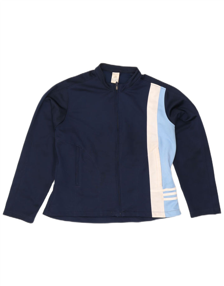 ADIDAS Damen-Trainingsanzug-Top-Jacke, UK 16, Größe L, Marineblau, Farbblock