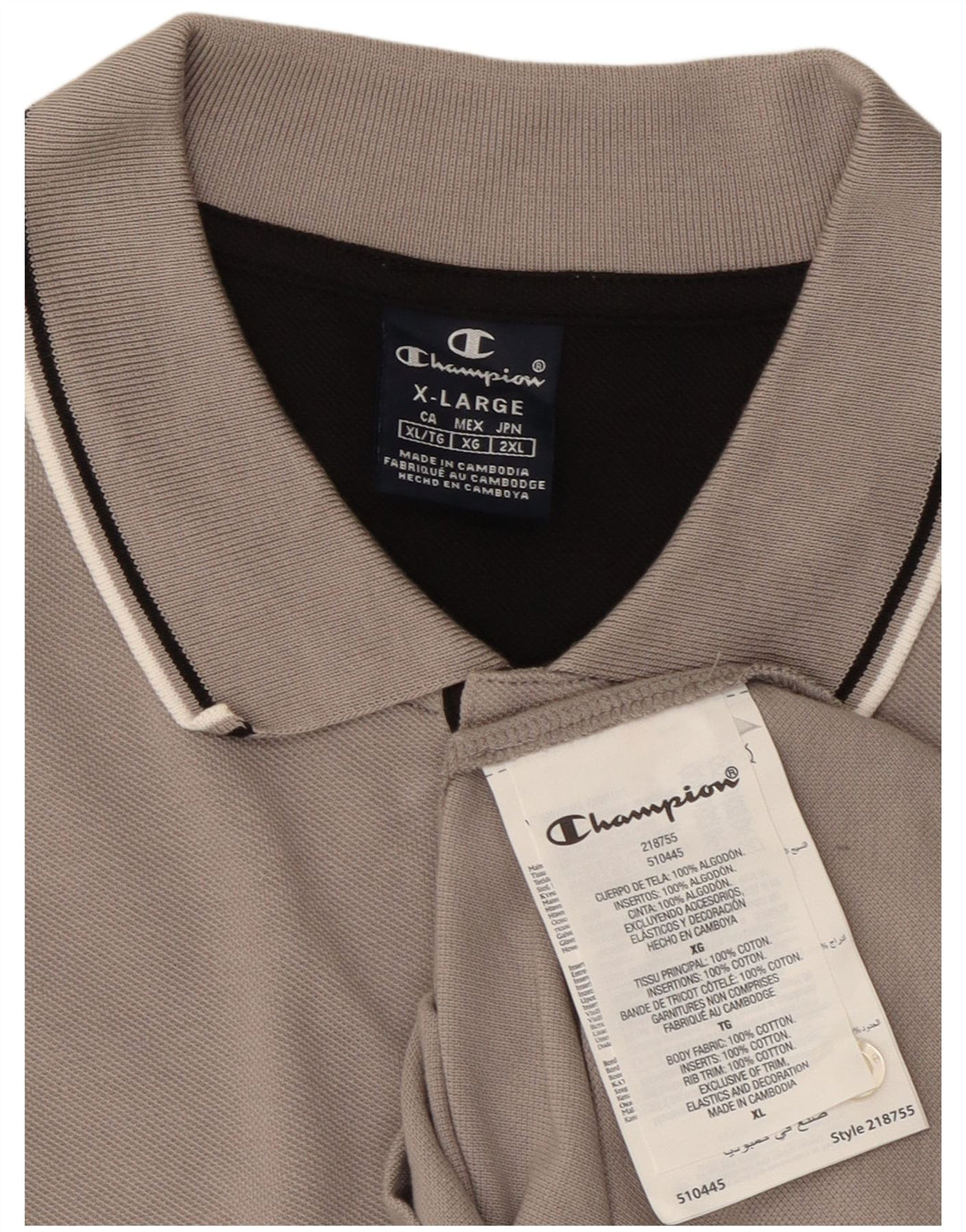 CHAMPION Herren Poloshirt XL Grau Baumwolle