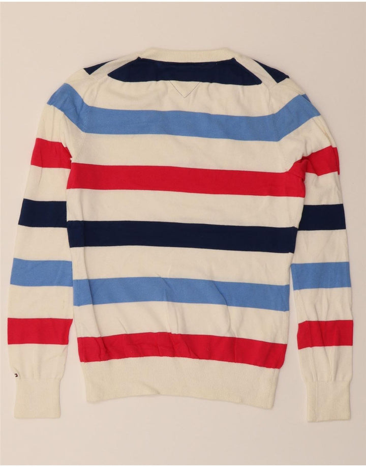 TOMMY HILFIGER Womens V-Neck Jumper Sweater UK 10 Small Multicoloured Vintage Tommy Hilfiger and Second-Hand Tommy Hilfiger from Messina Hembry 