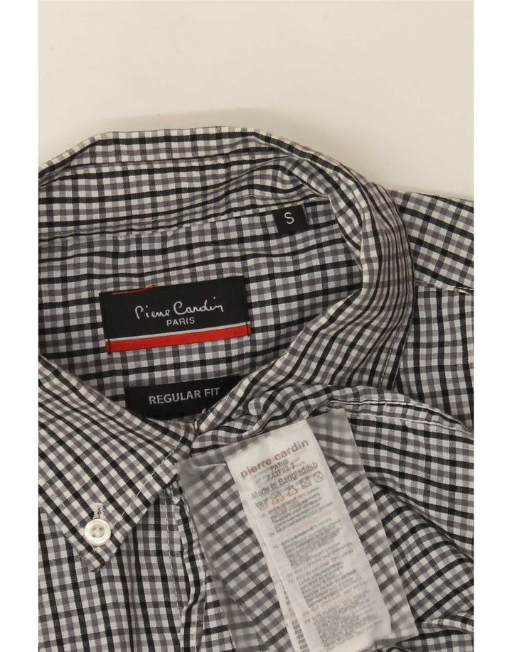 Pierre Cardin Herren-Kurzarmhemd mit normaler Passform, Small Grey Gingham