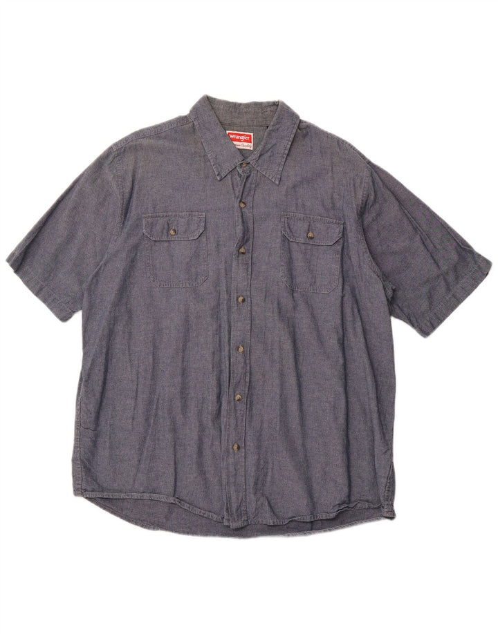 WRANGLER Herren Kurzarmhemd 2XL Blau Baumwolle