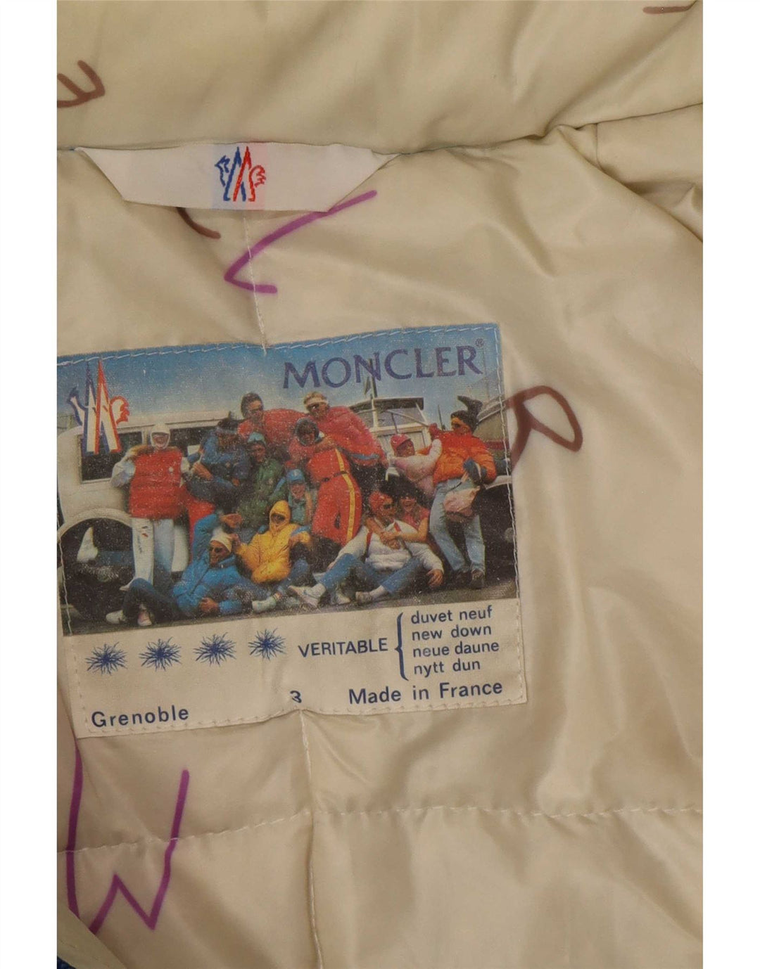 Moncler Herren-Jacke mit Kapuze, gepolstert, Größe 3, groß, blaues Polyamid