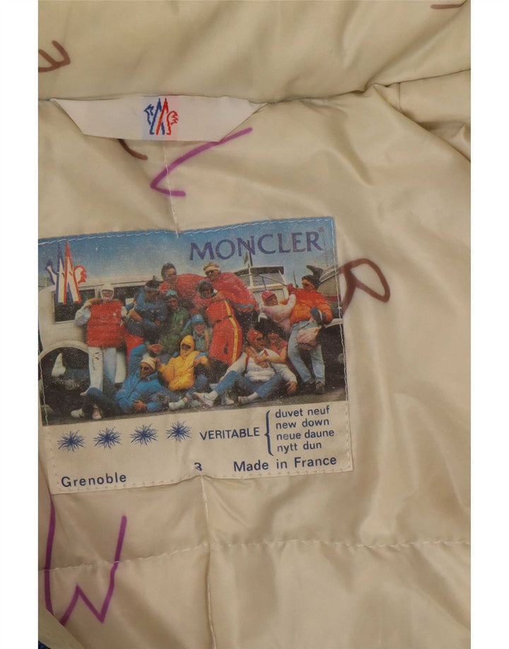Moncler Herren-Jacke mit Kapuze, gepolstert, Größe 3, groß, blaues Polyamid