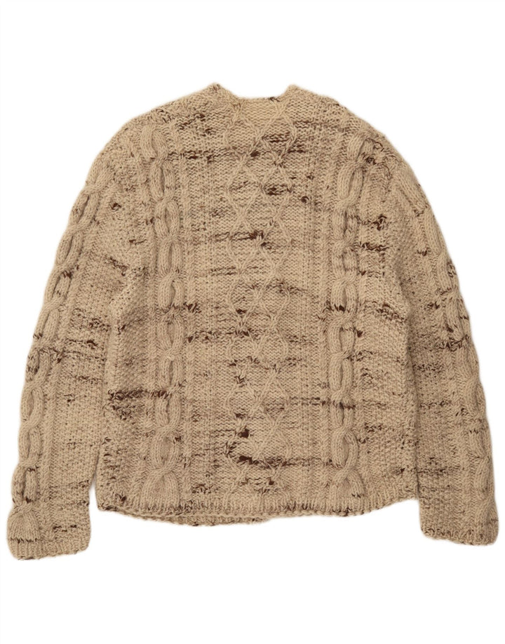 Vintage Herren-Cardigan-Pullover, groß, beige meliert