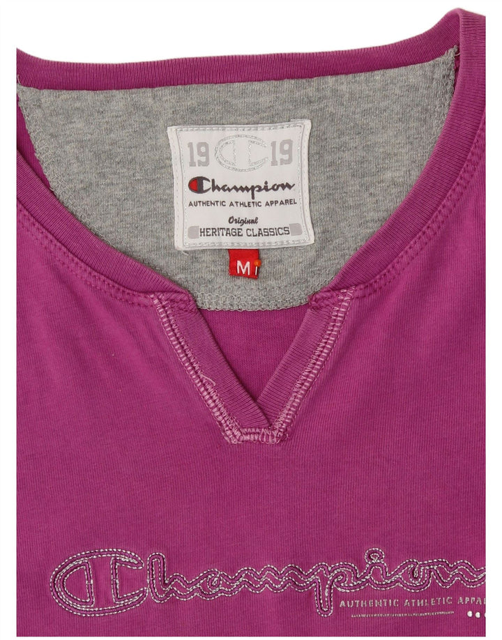 CHAMPION Damen Grafik-T-Shirt-Oberteil UK 12 Mittelrosa