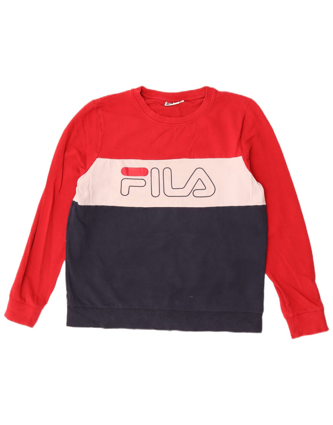 Fila Damen Grafik-Sweatshirt-Pullover UK 16 Large Mehrfarbiger Farbblock