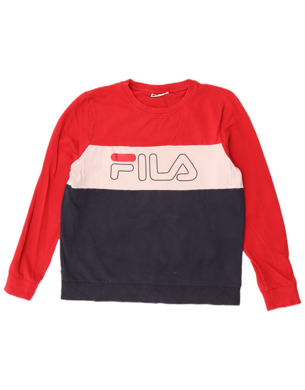 Fila Damen Grafik-Sweatshirt-Pullover UK 16 Large Mehrfarbiger Farbblock