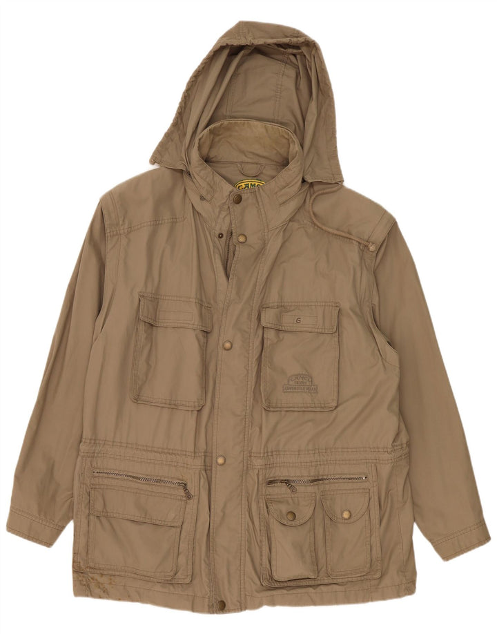Camel Active Herren-Utility-Jacke mit Kapuze IT 55 2XL Khaki Baumwolle