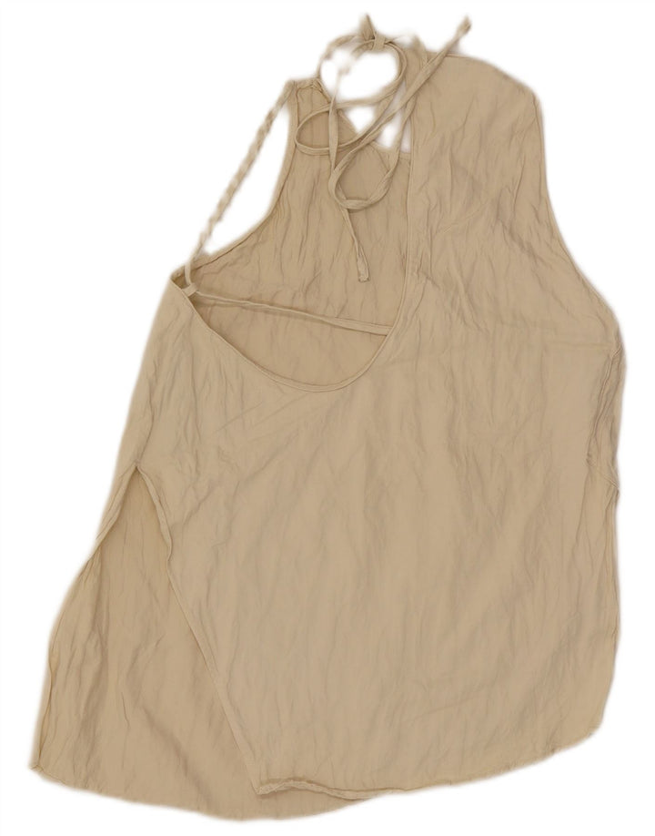 Zara Damen Neckholder-Top UK 10 Small Off White Viscose
