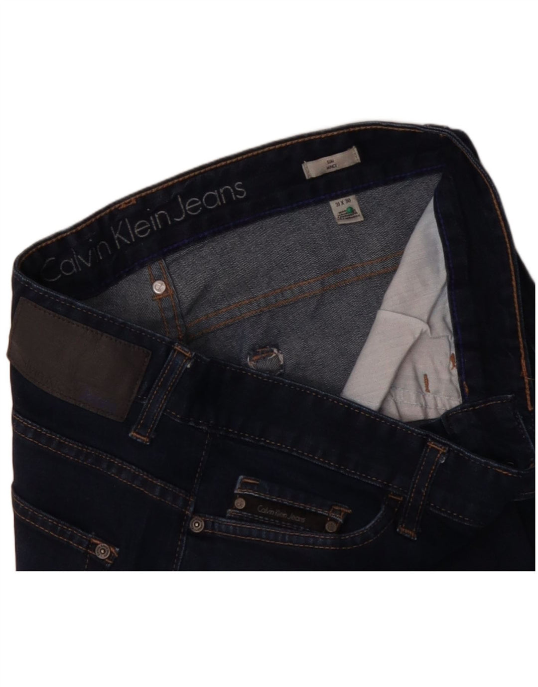 CALVIN KLEIN Herren Straight Jeans W31 L27 Marineblaue Baumwolle