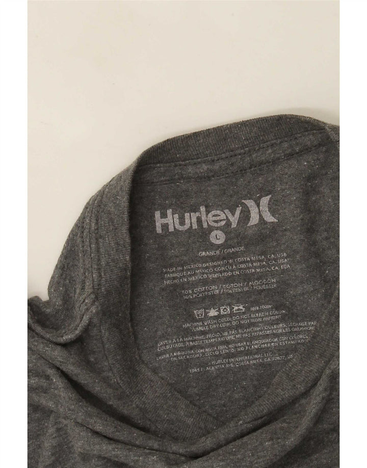 Hurley Herren-Oberteil mit Grafik, langärmlig, groß, grau gefleckte Baumwolle