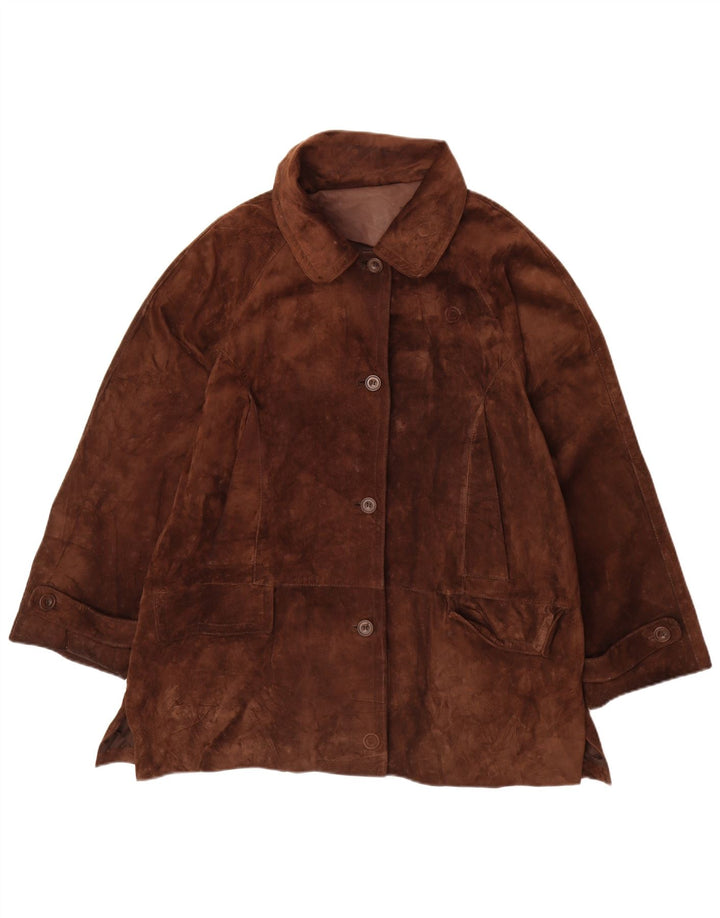 Conbipel Damen Wildlederjacke IT 46 Großes braunes Leder